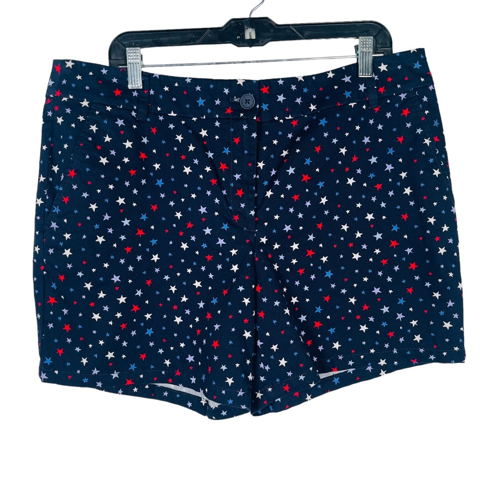 LOFT outlet mid rise star print 6" chino shorts casual summer patriotic modest